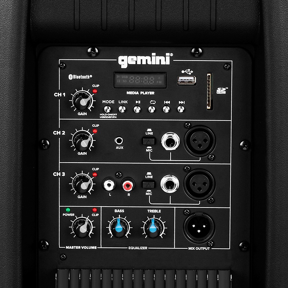 Gemini AS-2115BT 15 in. 2000 Watt Powered Loudspeaker With Bluetooth