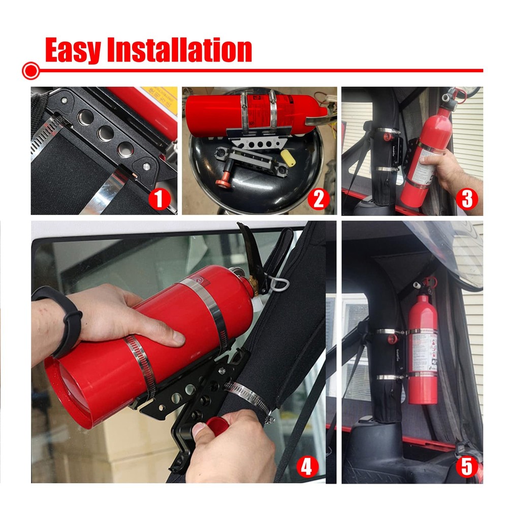 Universal Vehicle Adjustable Quick Release Roll Bar Fire Extinguisher Mount H...
