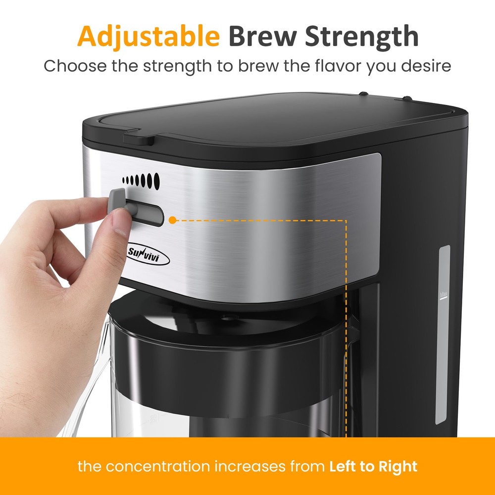 Iced Tea Maker with 3-Quart Pitcher, Iced Coffee Brewing Maker for Ground Cof...