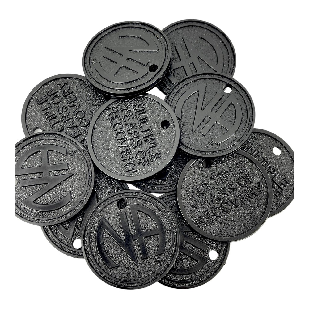 Narcotics Anonymous Chip Key Chain Black Multiple Years Anniversary 12 Piece