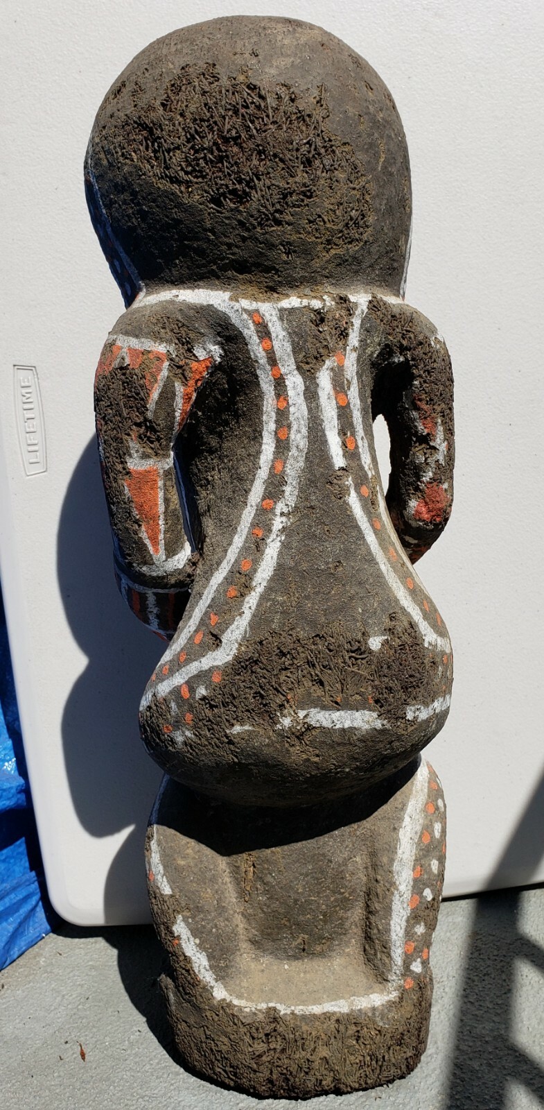 Vanuatu Large Painted Wood Sculpture Vintage Oceania