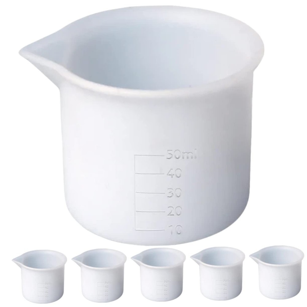 6 PCS Silicone Measuring Cups Scale 50ml Epoxy Mixing Resin DIY Projects