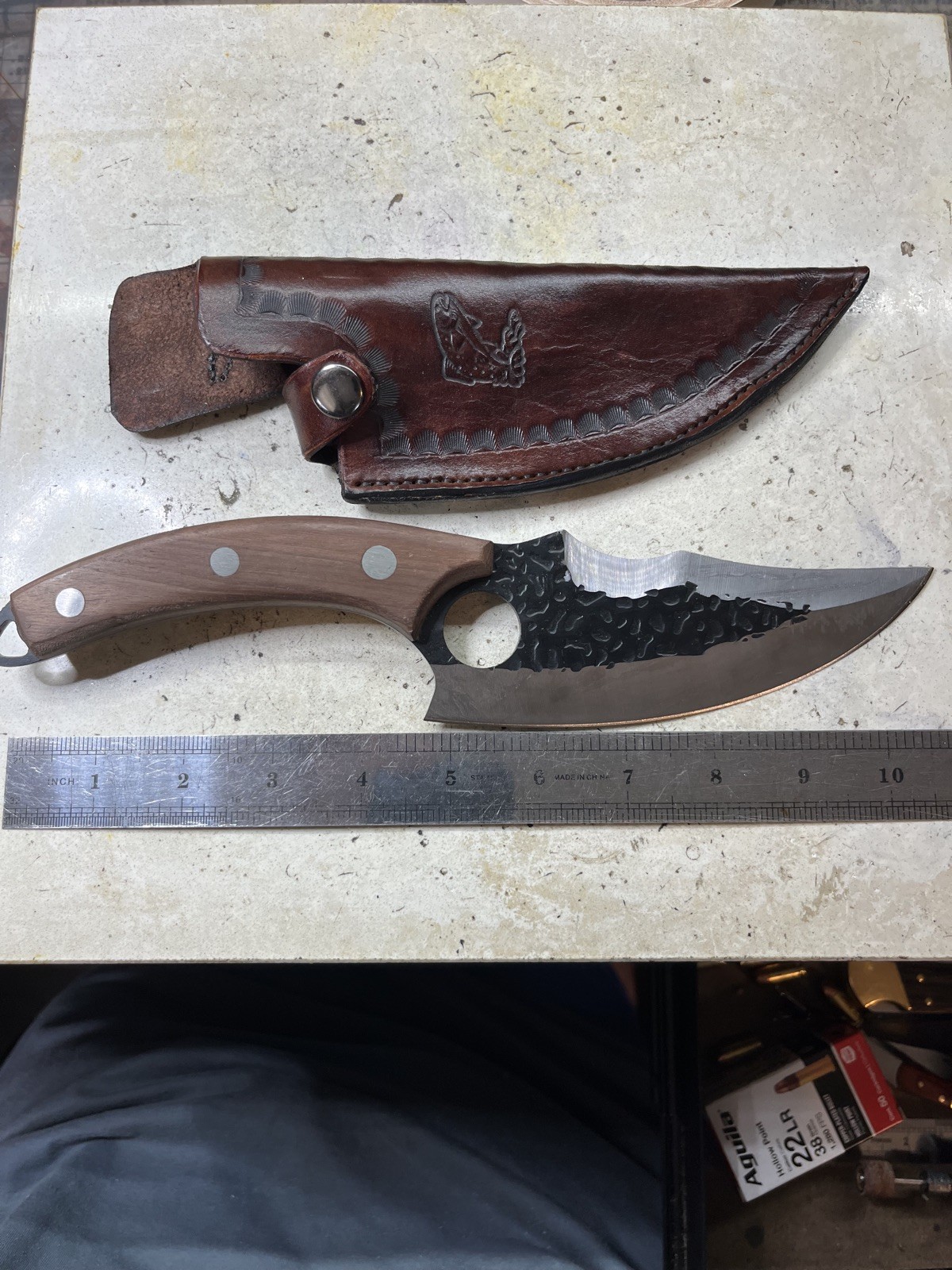 Handmade/hand sewn quality leather knife Sheath.With free full tang sharp knife