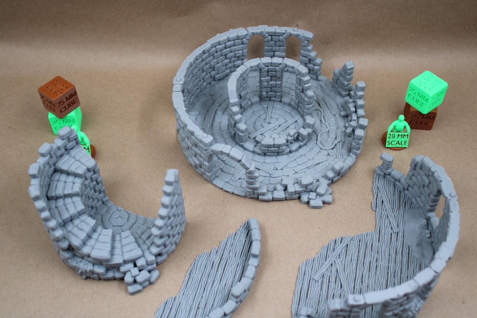 Large Double Tower 3 Story Ruin tabletop terrain for 28mm wargames