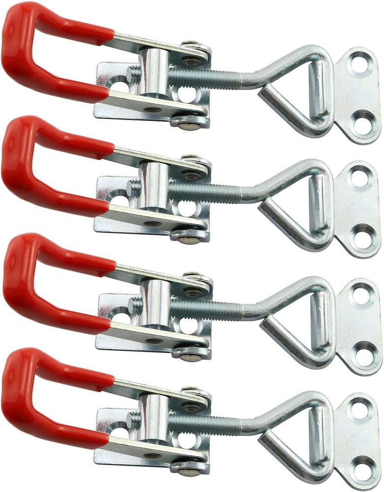 4PCS Latch Catch Cabinet Boxes Handle Toggle Lock Clamp Hasp Red,silver
