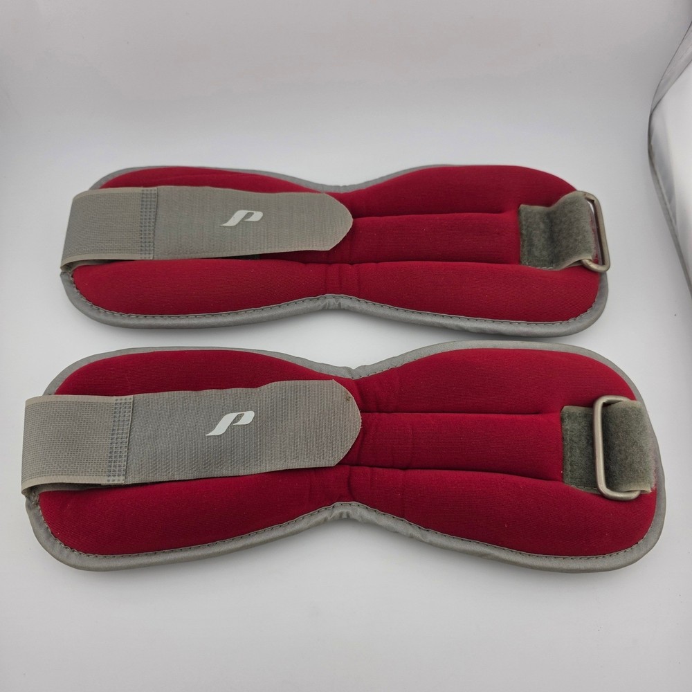 Ankle Wrist Weights Pair 2.5lb Each Adjustable Red Gray Pre Owned