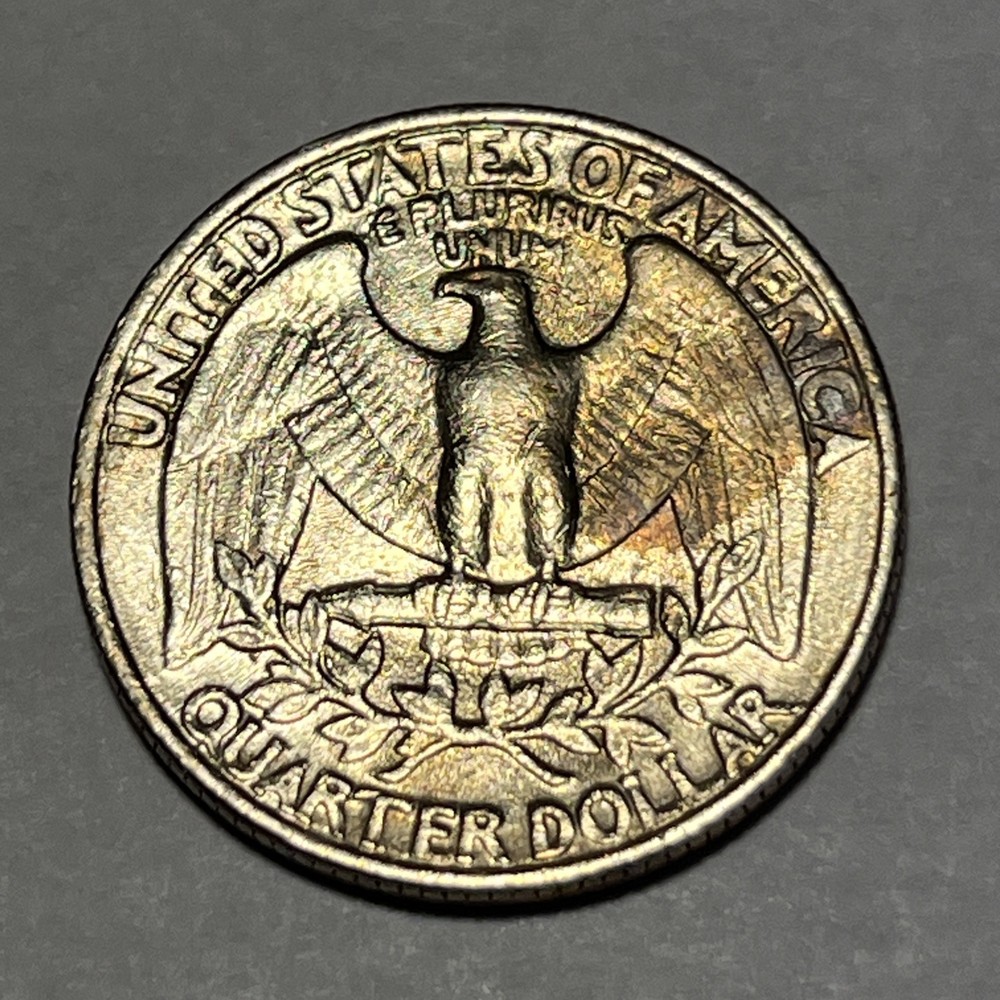 1981 P Washington Quarter Errors Strike Though Grease Unreadable Mint Mark #1