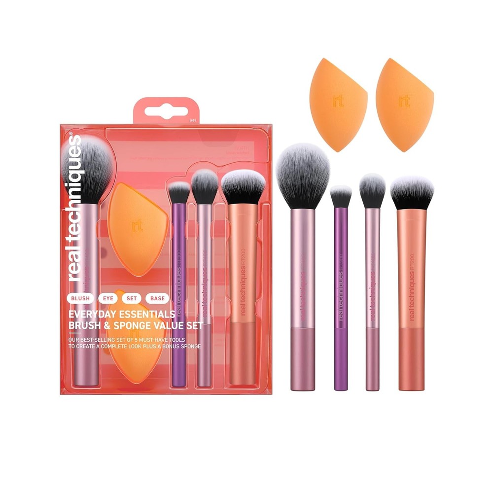 6 Piece Everyday Essentials Makeup Brush Set, Includes 4 Brushes & 2 Makeup