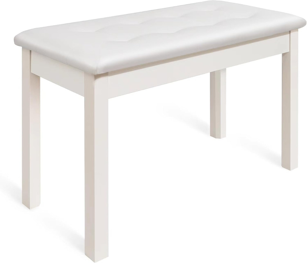 Duet Piano Bench with Padded Cushion and Storage - Solid Wood Keyboard Bench ...