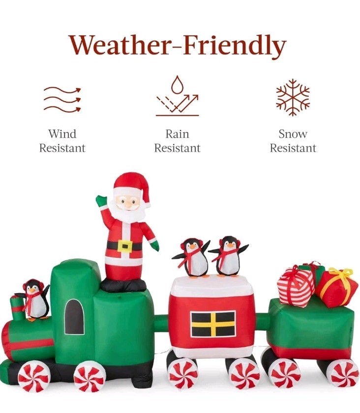 Christmas Train & Animated Santa 8.5 x 5ft Lighted Inflatable Holiday