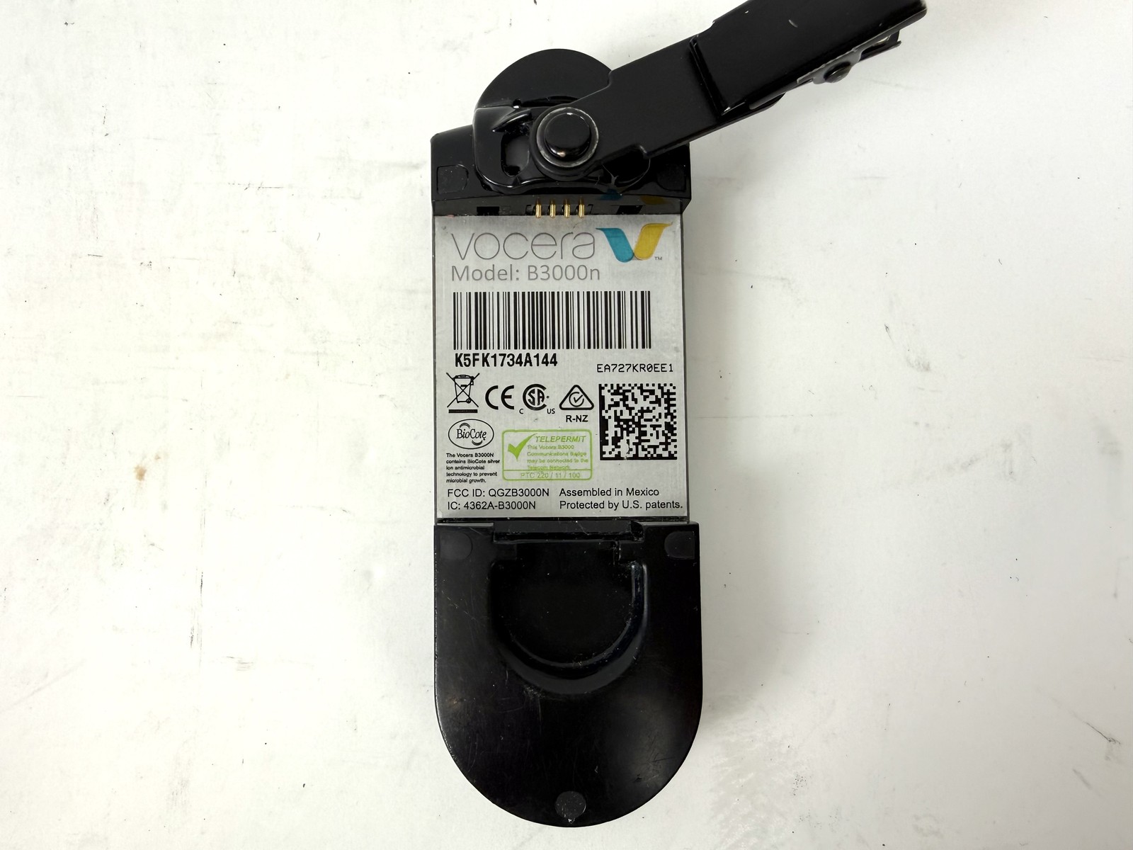 Vocera B300n Communication Badge w/ Battery & Charging Dock Bundle