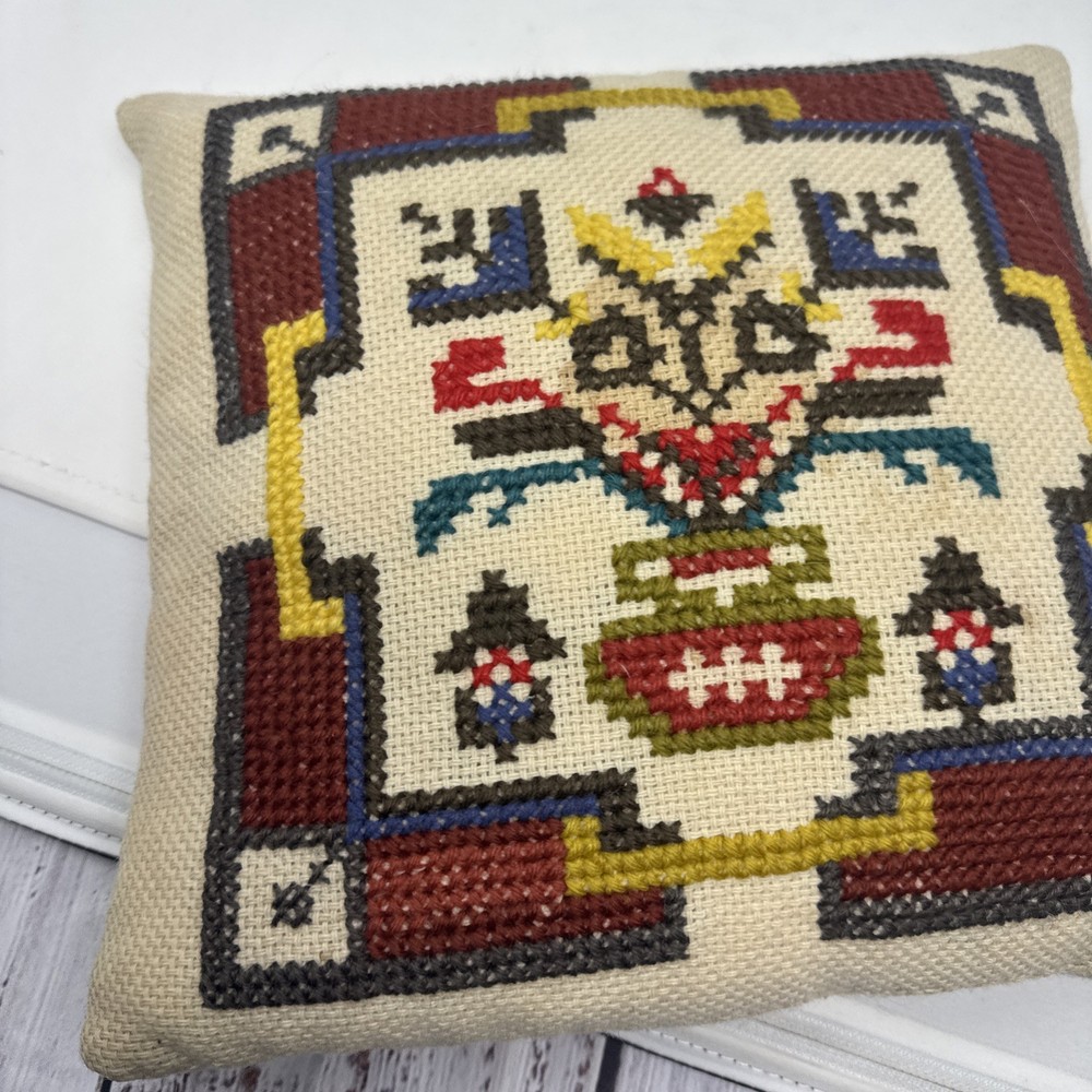 VINTAGE NEEDLEPOINT PILLOW HANDMADE