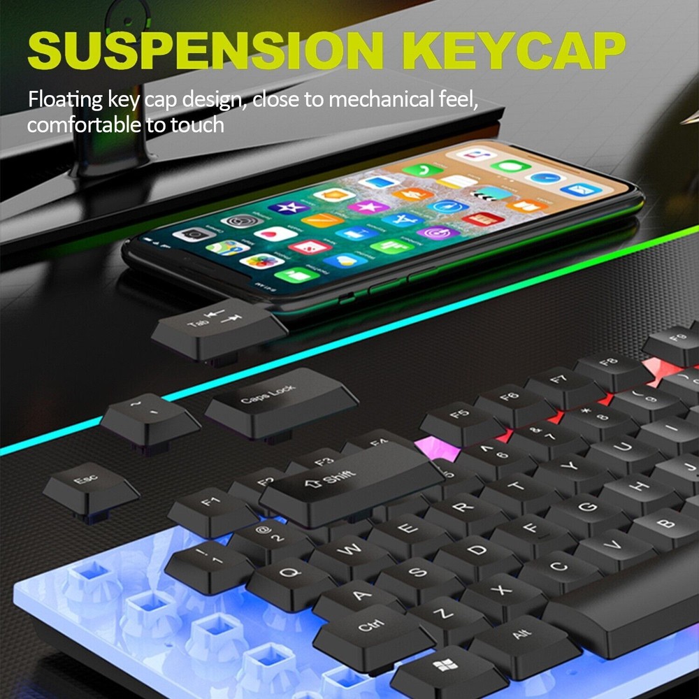 Gaming Keyboard And Mouse LED Light Backlit Mechanical Feel For Computer Desktop