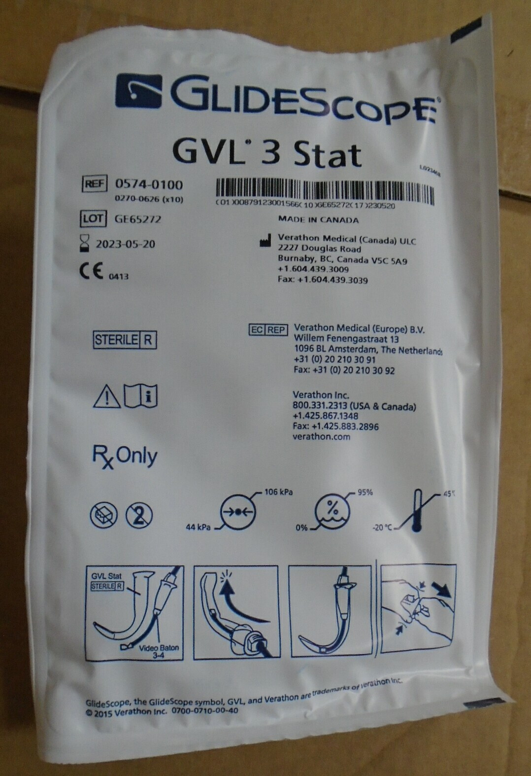 Case of 10 Glidescope GVL 3 Stat 0574-0100 5/20/23 Blade FREE SHIP