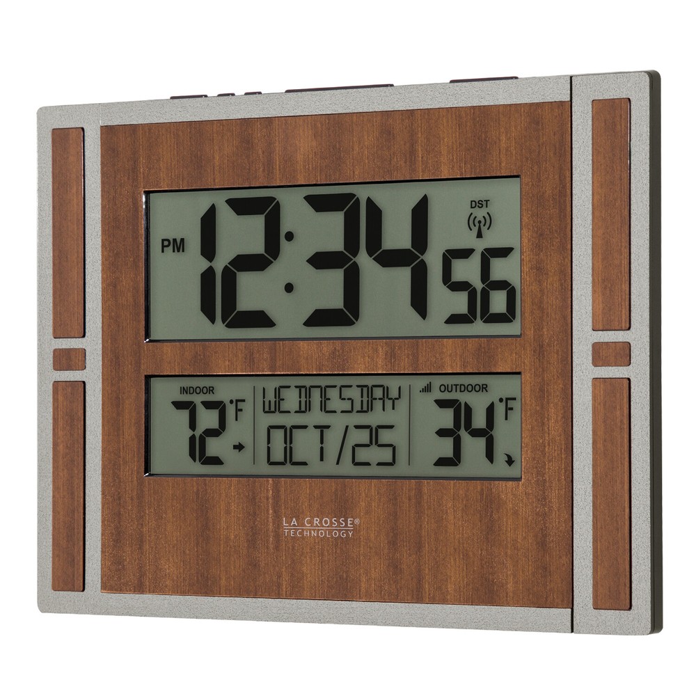 BBB86088 La Crosse Technology Atomic Digital Wall Clock IN/OUT Temp TX141-BV2