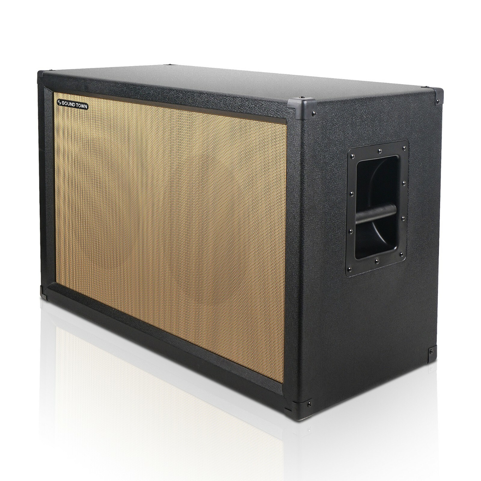 Sound Town 2x12" Empty Guitar Speaker Cabinet, Plywood, Black (GUC212BK-EC)