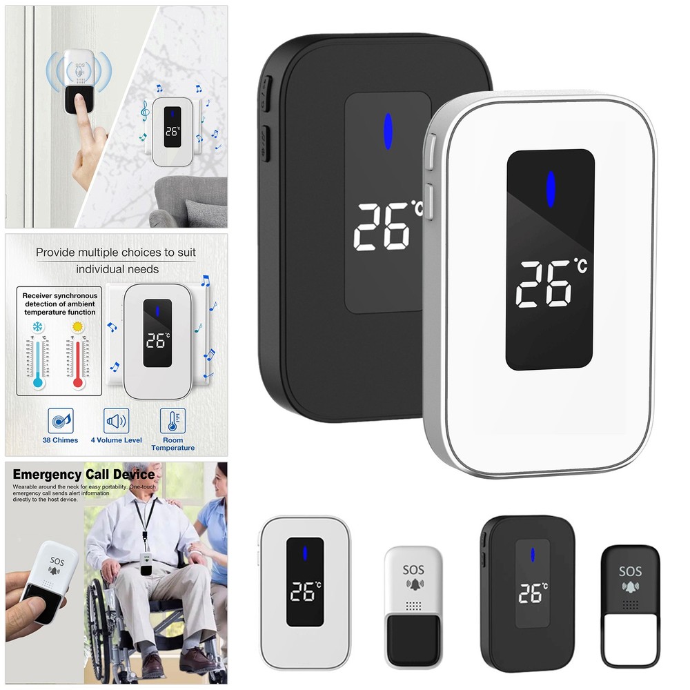 150M Wireless Doorbell Chime Plugin Receiver Adjustable Volume 38 Chime White