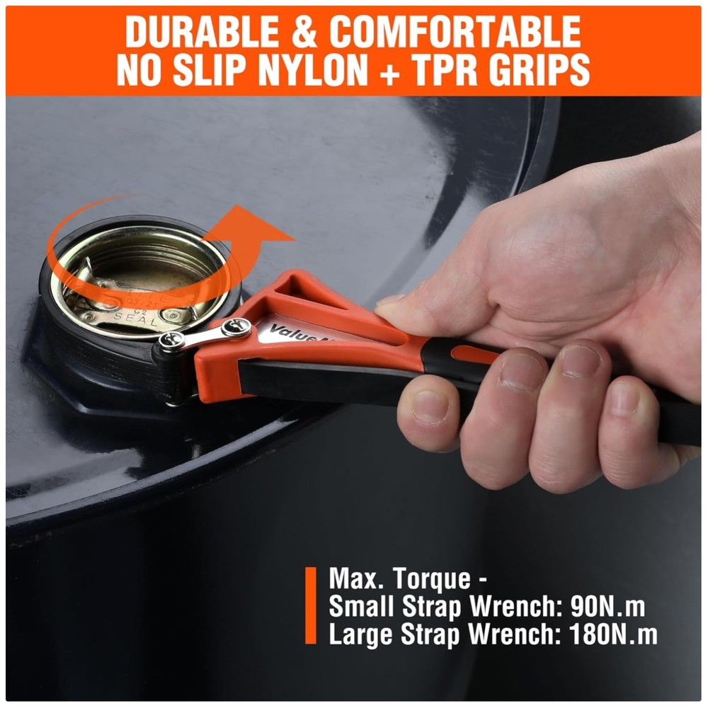 Adjustable Strap Wrench Set - 2-Piece Oil Filter Tool