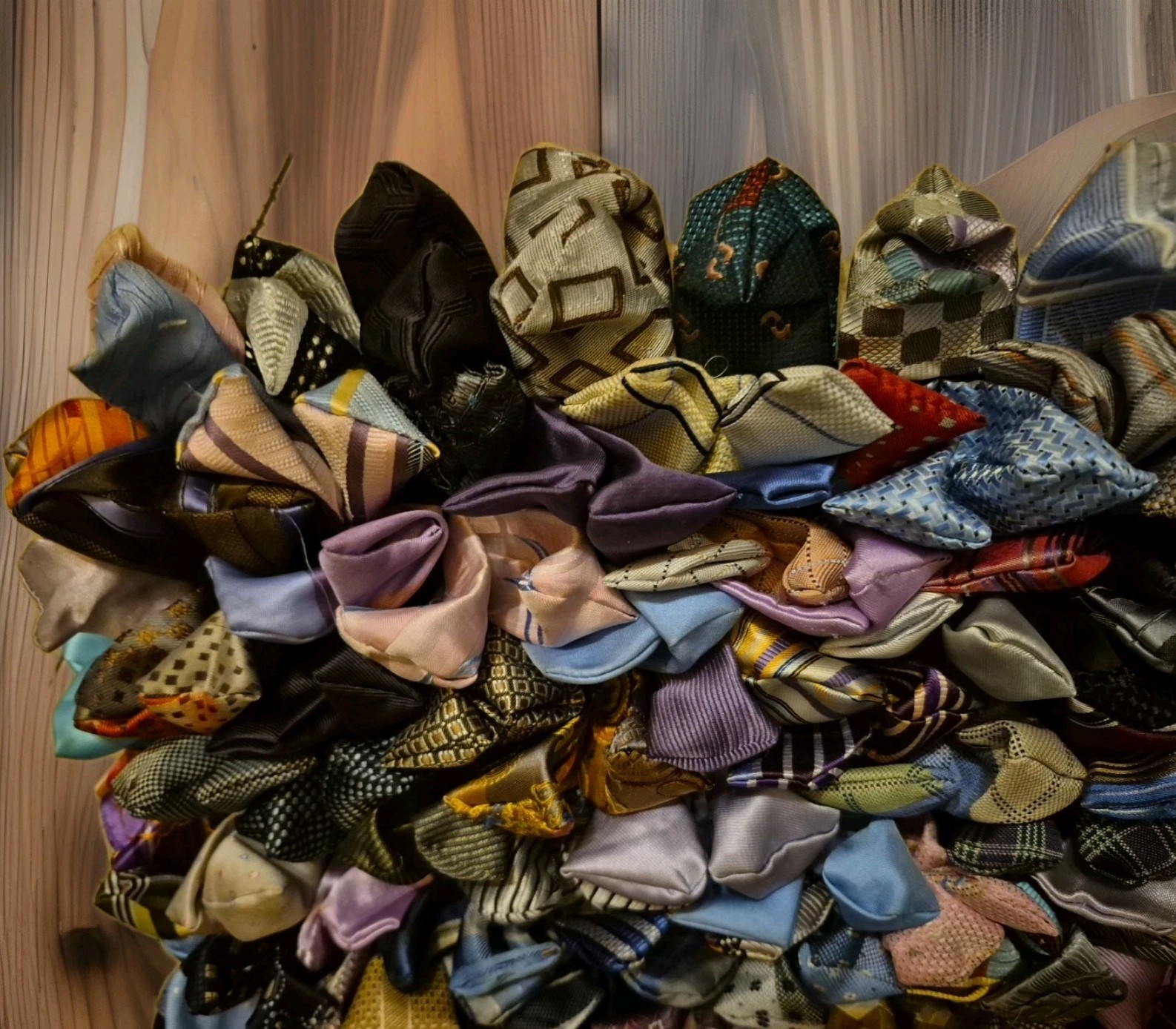 Dreamweavers Shaggy Multicolor Patchwork Silk Necktie Throw Pillow Sham 18"