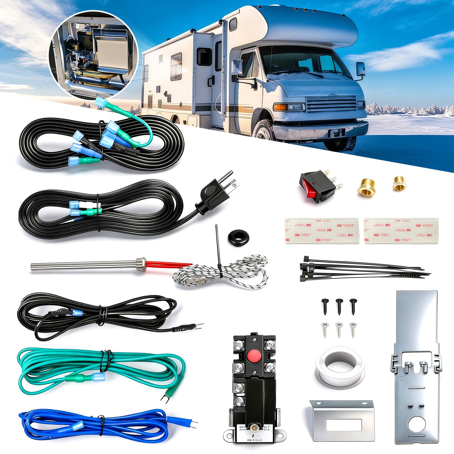 RV Water Heater Electric Conversion,6Gal,Converts LP Gas Water Heater to 120V El