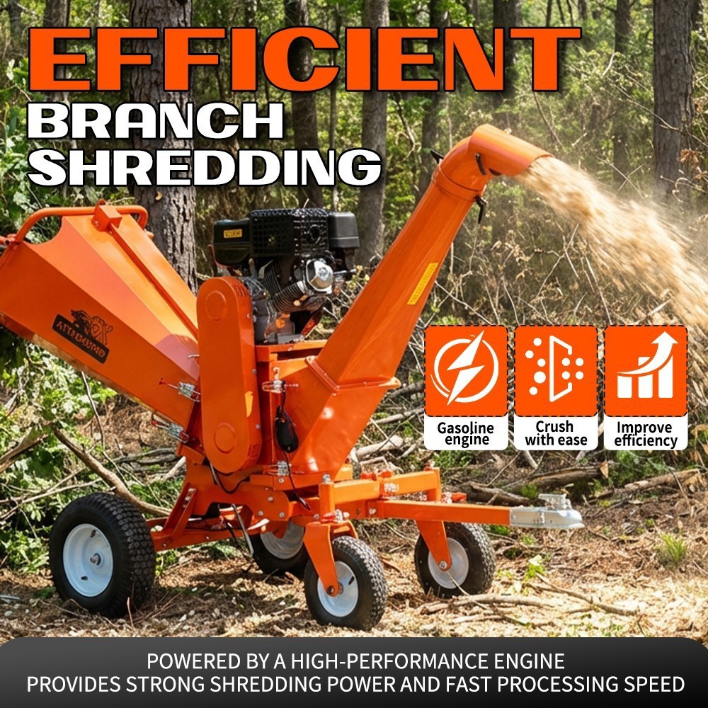 6'' 18hp Wood Chipper 450cc Gas Powered E-start 4-Wheel 12V/9A - FREE SHIPPING