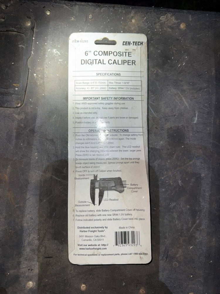 Cen-tech 6” Composite Digital Caliper Performance Tool W80155