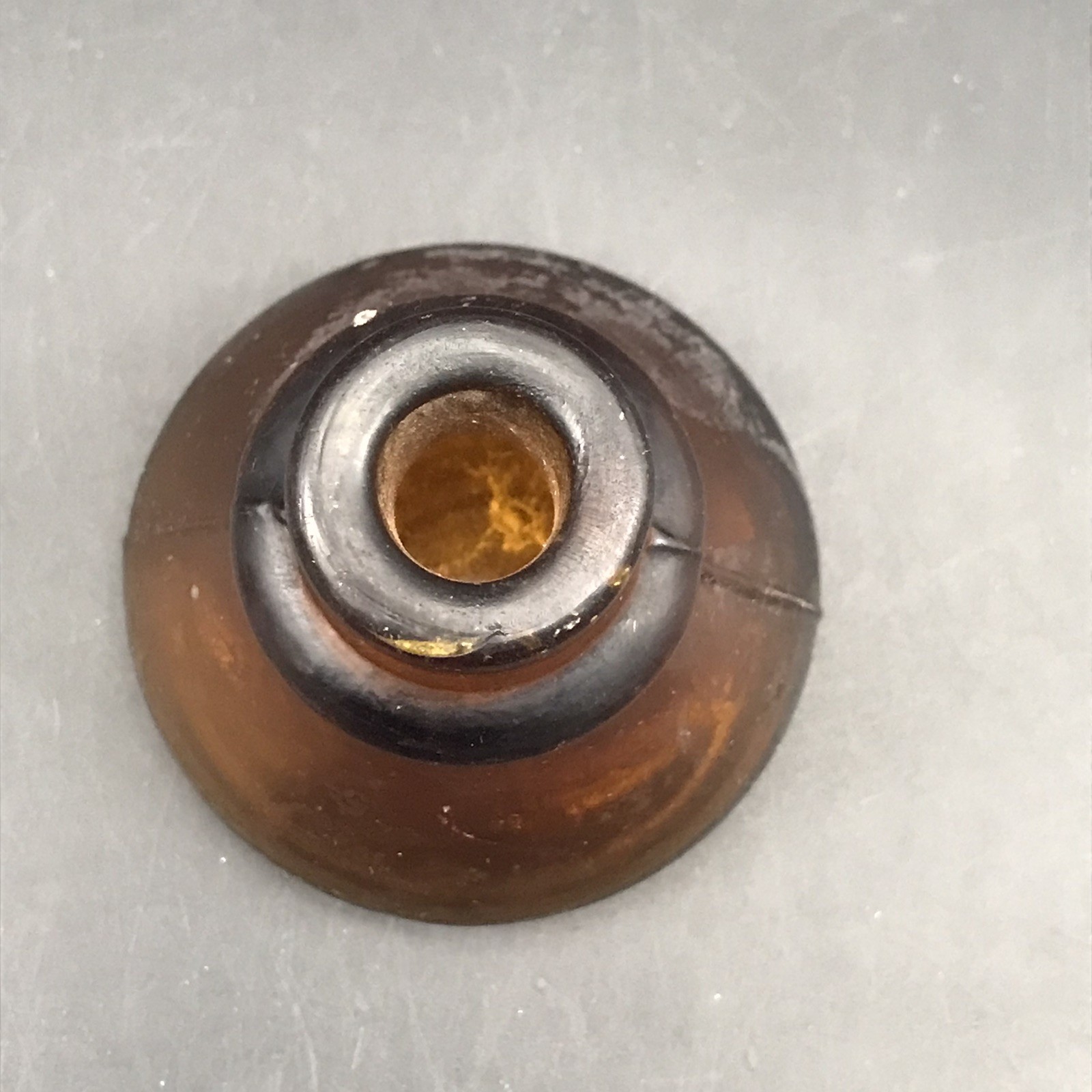 Antique Brown Cone Shaped Inkwell Pressed Glass Bottle 2 1/2" Tall