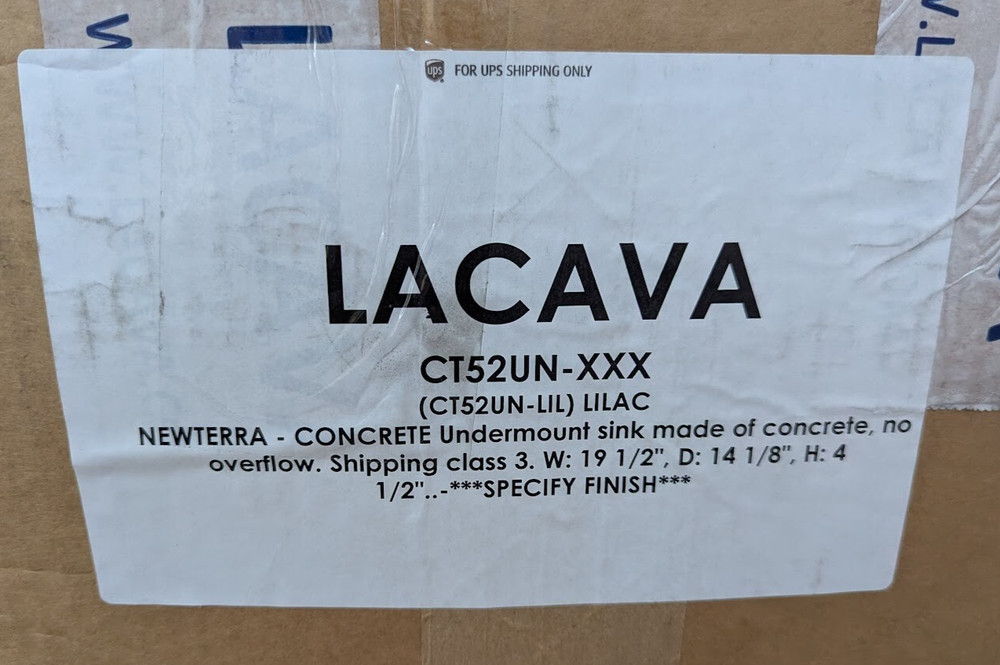 LACAVA CT52UN-LIL Handmade Rectangular Concrete Undermount Sink LILAC New