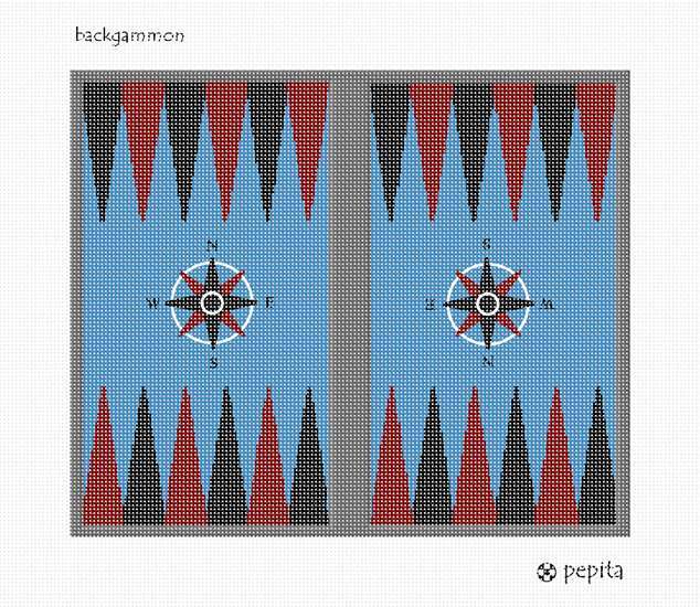 Backgammon and Compass Rose Needlepoint Canvas