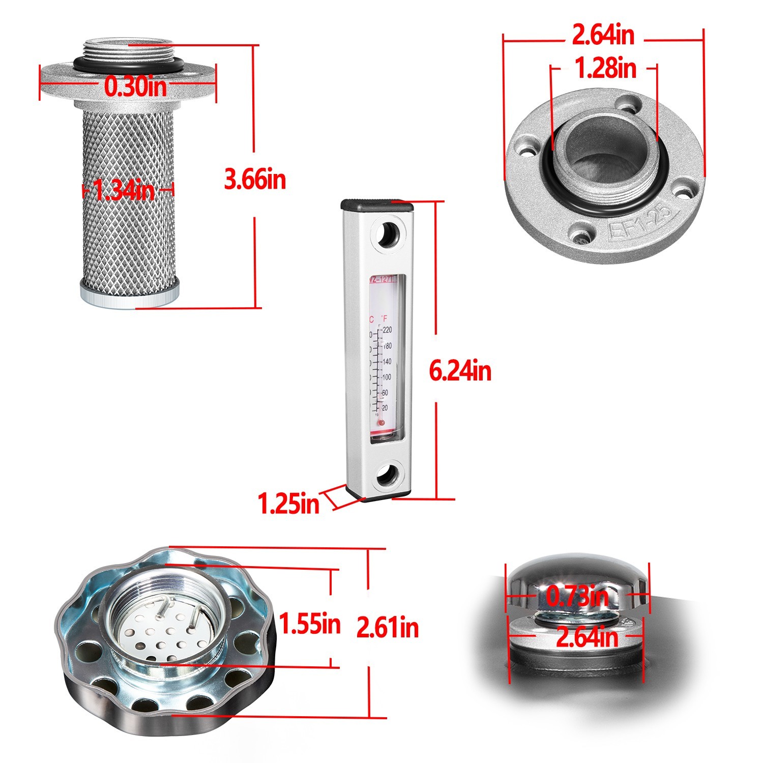 7-Gallon Hydraulic Fluid Reservoir Tank w/Temp Gauge, Sight-Gauge & Breather