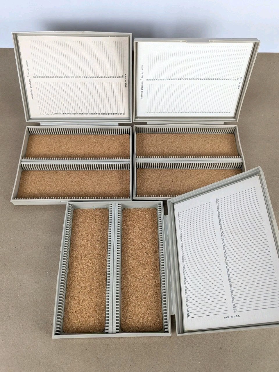 VTG 3x Scientific Products 100 Microscope Slide Storage Box Holder Organizer USA