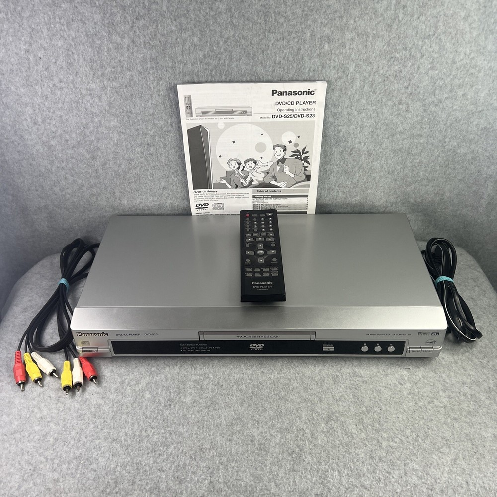 Panasonic DVD/CD Player S25 Progressive Scan Silver with Remote + A/V Chord