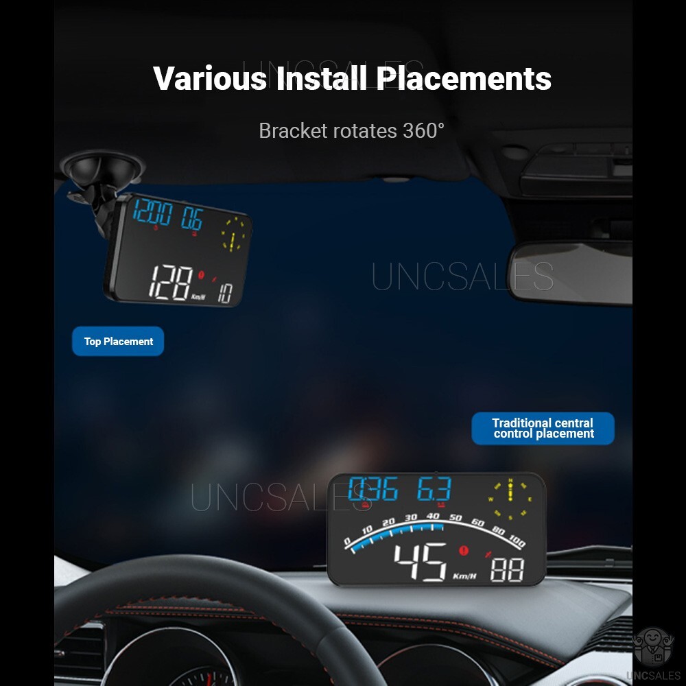 Digital Speedometer Universal GPS Car HUD Head Up Display MPH Overspeed Alarm 5"
