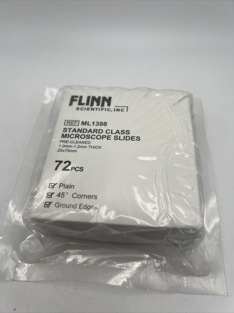 Flinn Scientific ML1398 Standard Class Microscope Slides Pre-cleaned 72 pcs