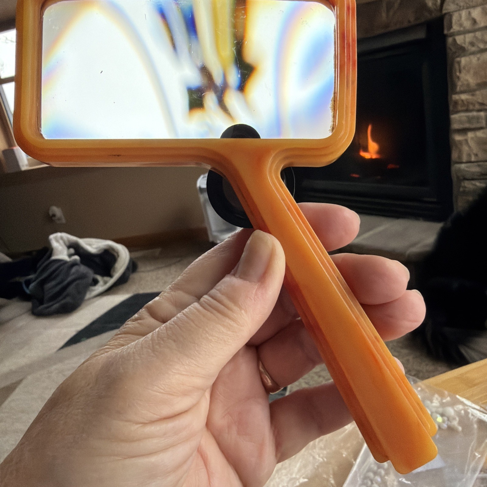 Vtg. Bausch & Lomb Light Butterscotch Art Deco Faux? Bakelite Magnifying Glass