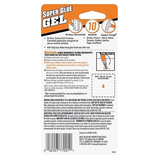 Clear Super Glue Gel, 20g, Fast Setting for Repairs