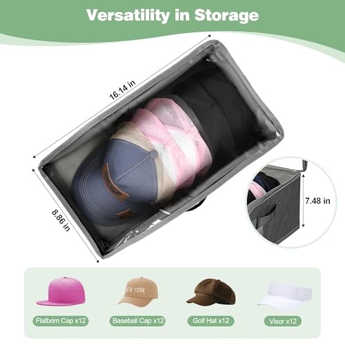 hat organizer for baseball caps-2PCS hat storage with transparent window