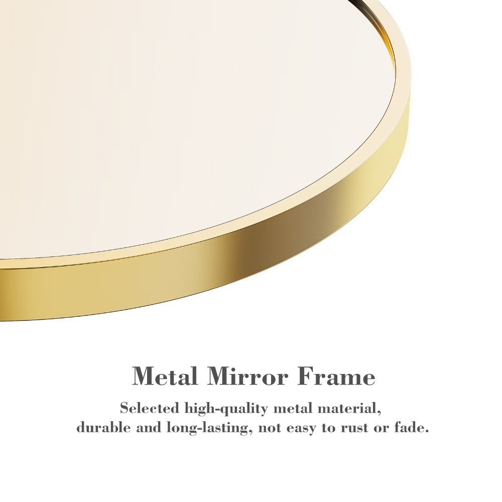 24-inch Round Bathroom Vanity Mirror – Shatterproof, Silver-Plated with Rust