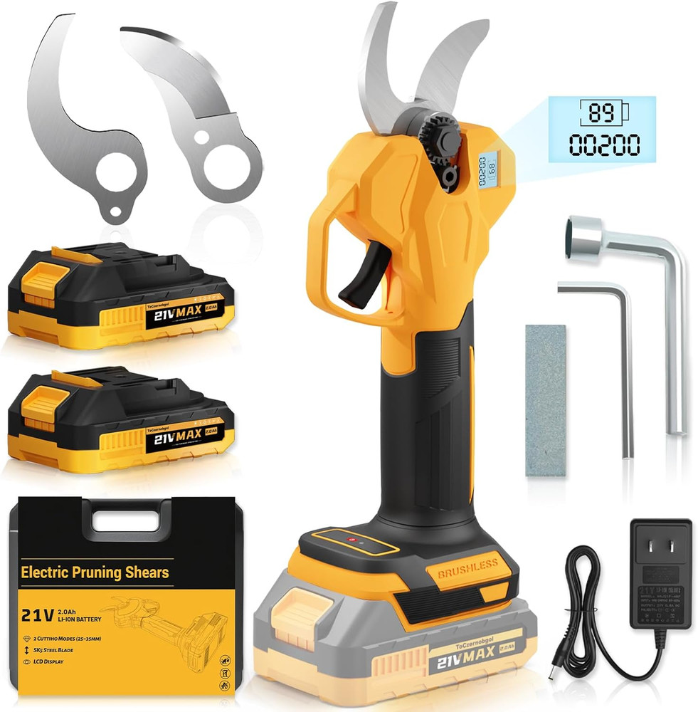 Electric Pruning Shears, Cordless Power Pruner with 2 Inch Cutting Diameter, LCD