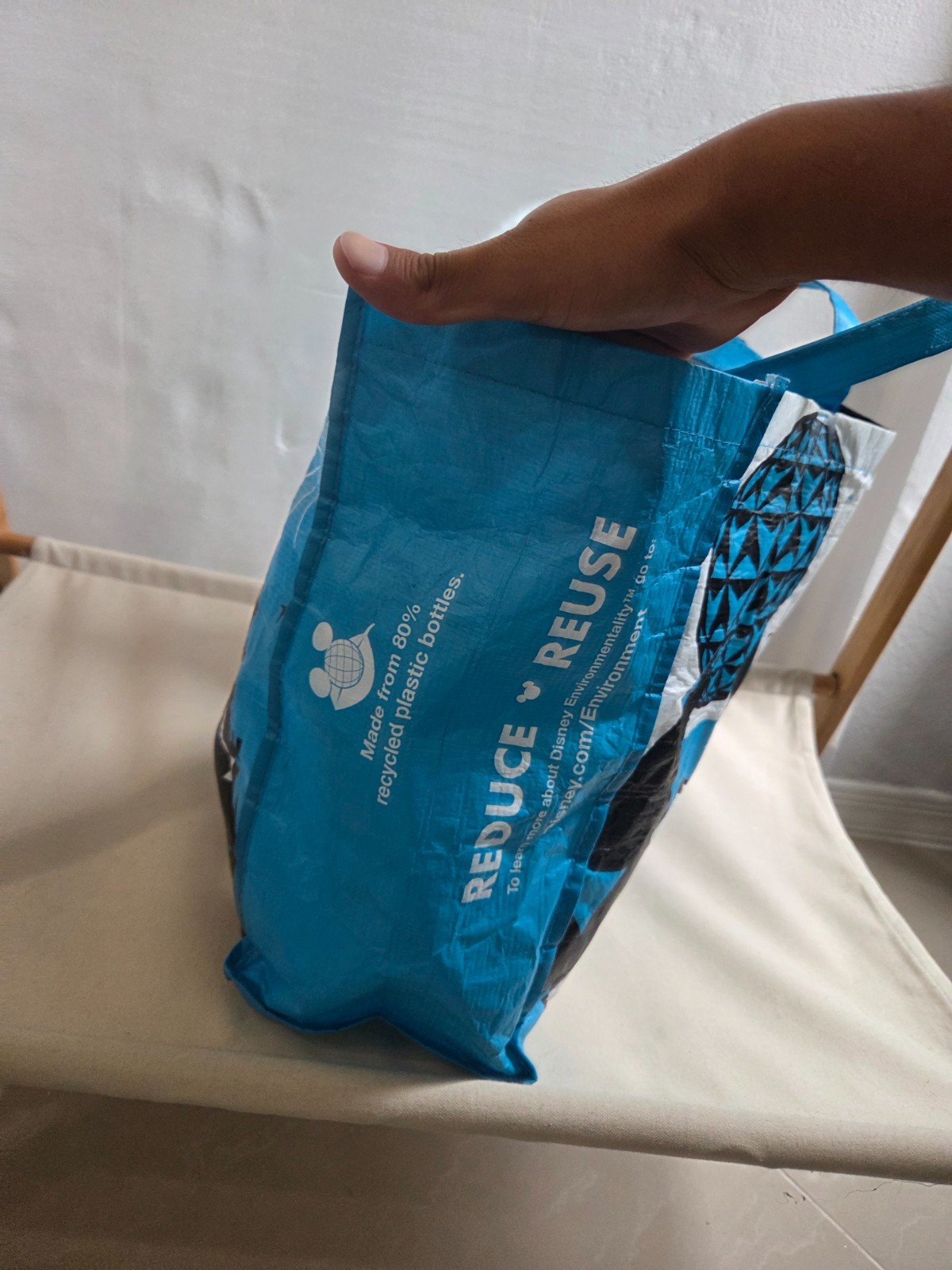 Walt Disney World Shopping Tote Bag Parks Blue Graphic Reusable Eco Friendly Bag