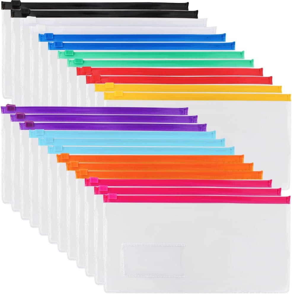 24Pcs Poly Zip Envelope, Plastic Envelope, Reusable Envelopes, 9 X 4.7 Inches, A