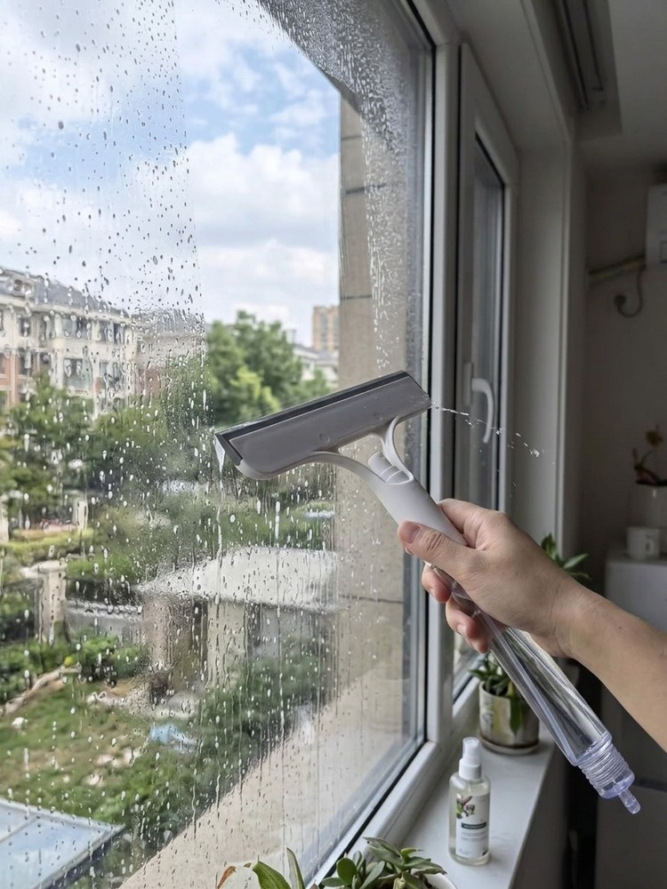Home Window Mirror Cleaning Tool White Multi-Function Glass Squeegee