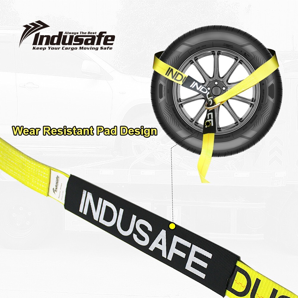 4 Packs Axle Straps with Snap Hook Car Trailer Hauler Ratchet Tie Down Strap