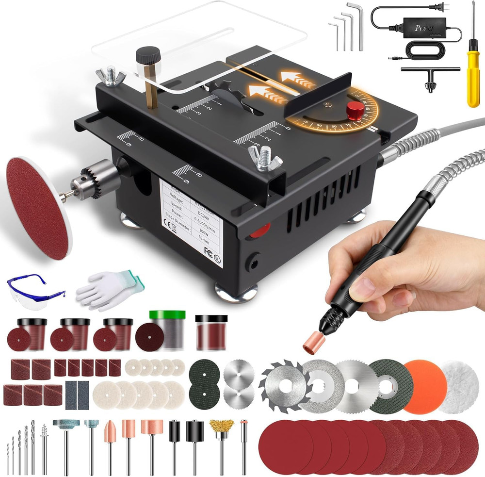 Pro Mini Table Saw Kit - Multi-Functional Wood Cutting with Accessories