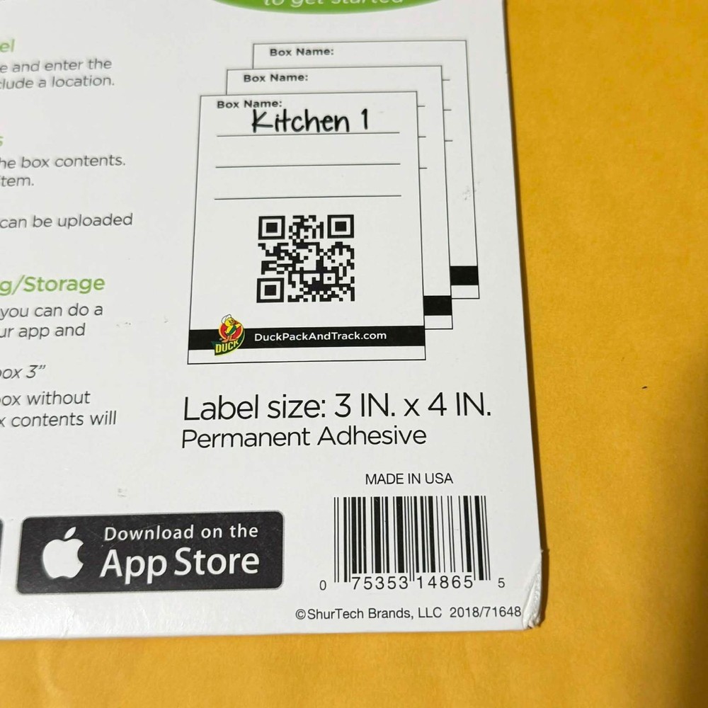 Duck Pack and Track App Based Labeling System Moving Storage QR Labels 40