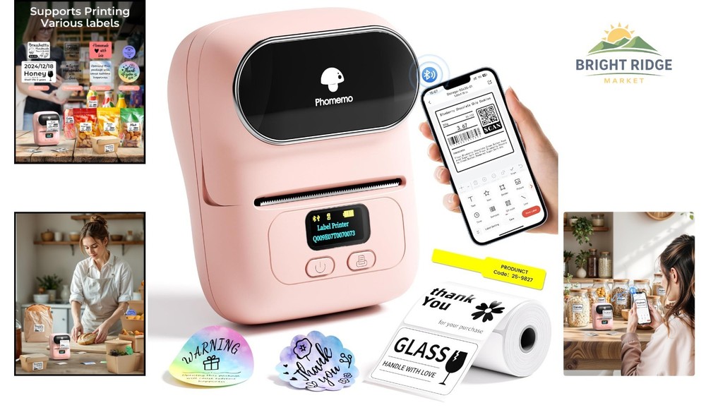 Mini Label Printer with Thermal Technology for Quick Black and White Prints