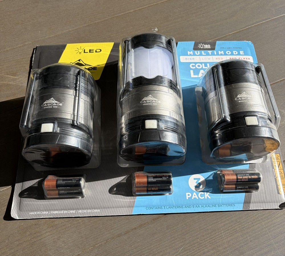 CASCADE Mountain Tech Multimode Collapsible Lantern 3 Pack #1170792 180 Lumens