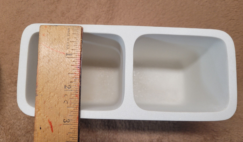 Toothpaste & Toothbrush Holder White Stoneware 2 large sections Unfancy Plain