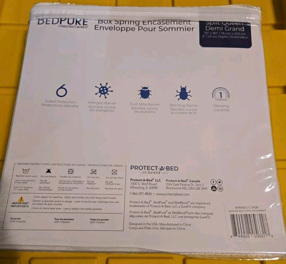 BedPure By Protect - A - Bed Box Spring Encasement Split Queen