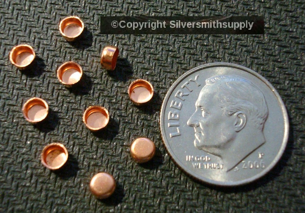 Bezel cups solid copper 4mm round machine made smooth edge 10 bezel cups BC013